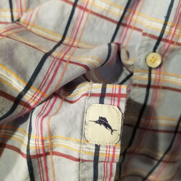 Tommy Bahama Blue Plaid Button Down M - Picture 5 of 9
